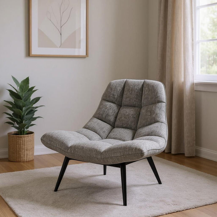 Linen Tufted Butterfly Chair - Gray And Silver