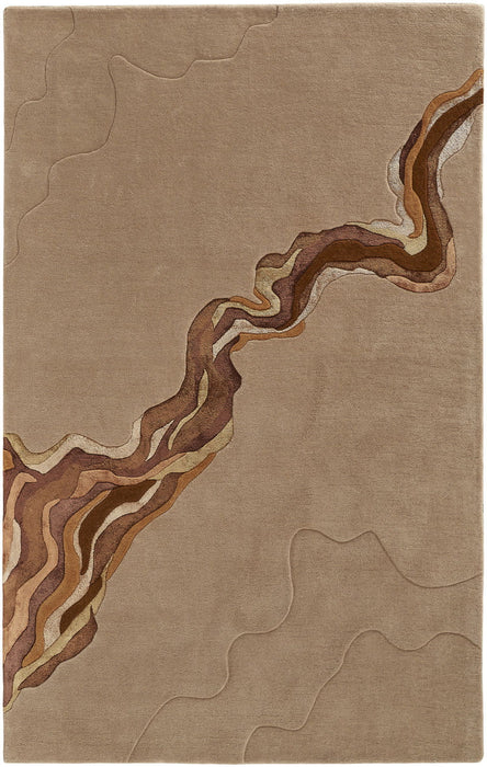 5' x 8' Abstract Hand Tufted Area Rug - Beige And Brown