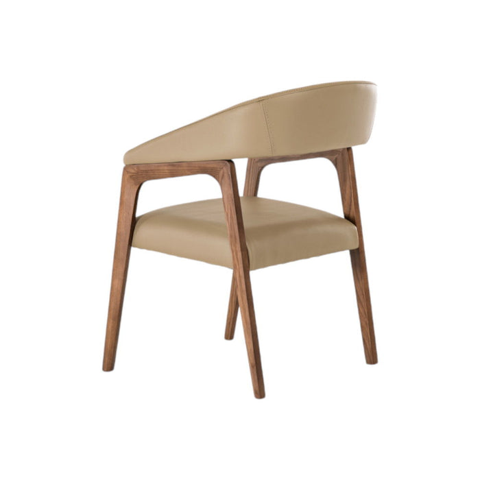 Faux Leather Curved Back Dining Arm Chair - Brown
