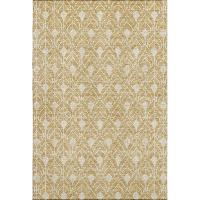 10' X 14' Geometric Washable Area Rug With UV Protection (674005) - Gold / Beige