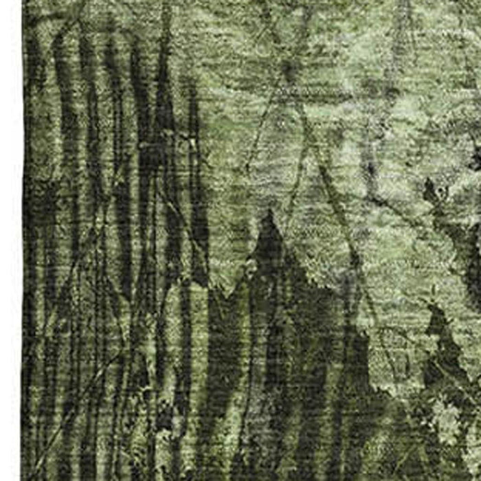 10' X 14' Floral Washable Area Rug With UV Protection (649072) - Green / Ivory
