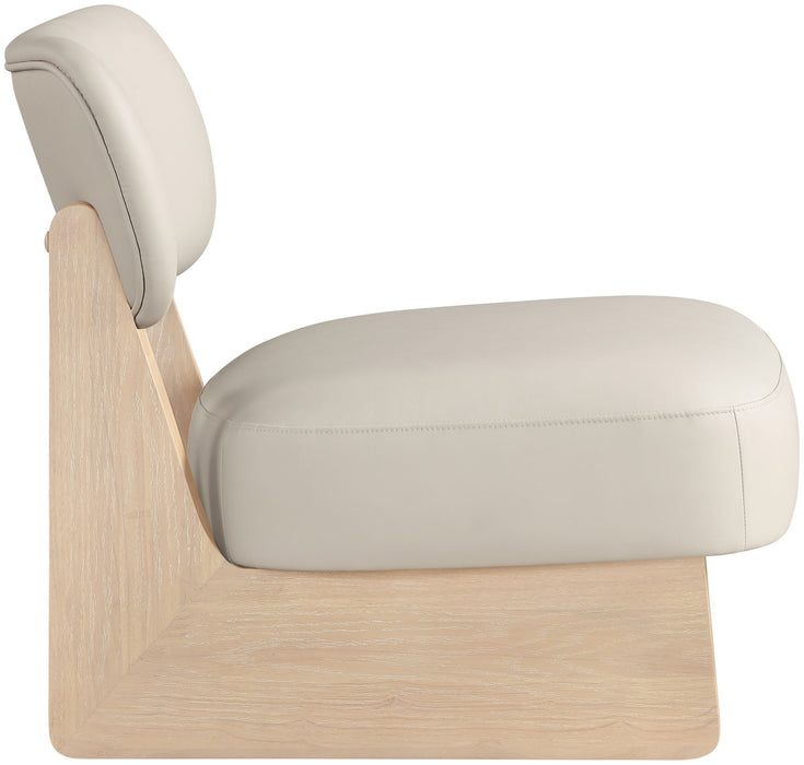 Vetra - Vegan Leather Upholstered Accent Chair With Natural Base