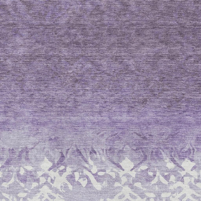 10' X 14' Damask Washable Area Rug With UV Protection (709444) - Purple / Ivory