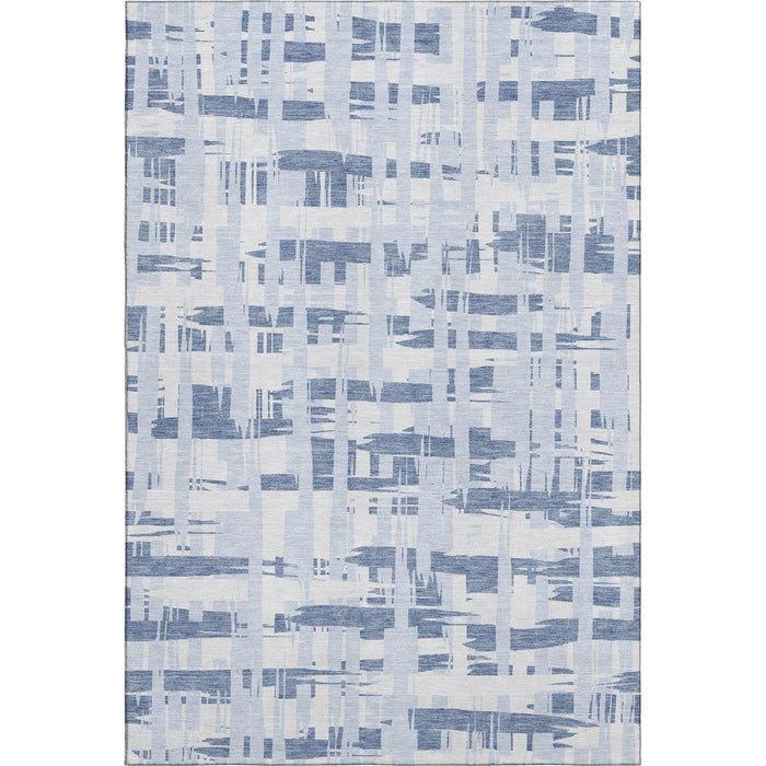 10' X 14' Striped Washable Area Rug With UV Protection (705665) - Blue / Ivory