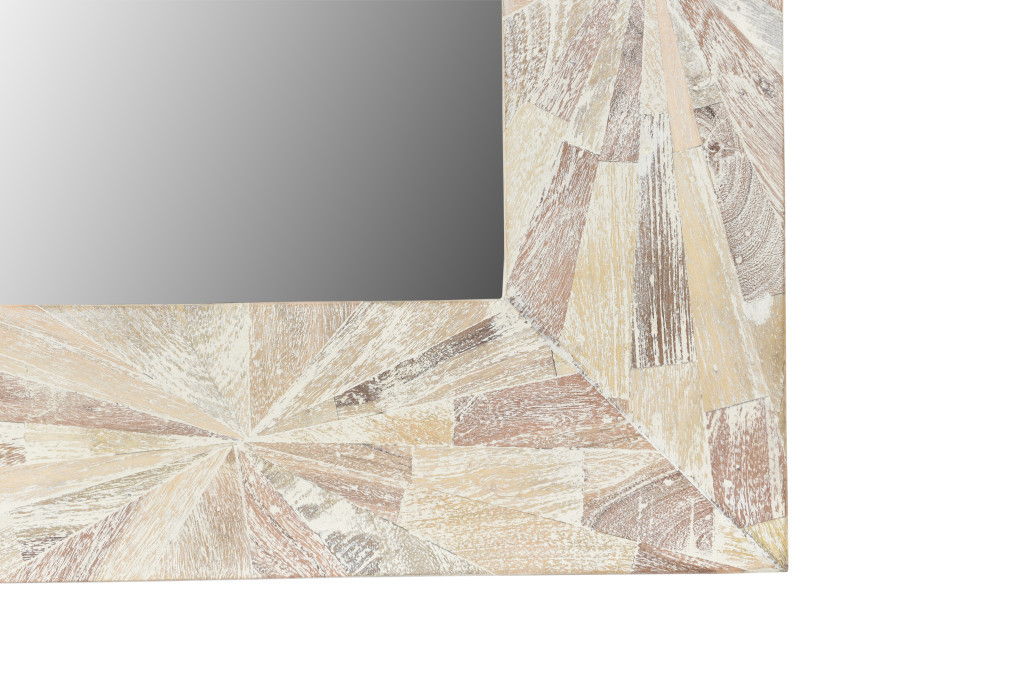 46" Solid Geometric Starburst Framed Accent Mirror - White