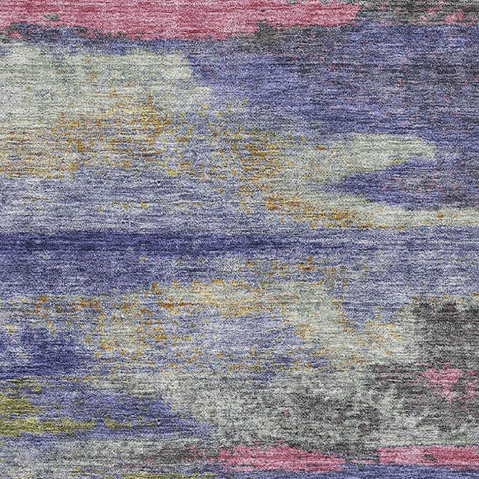 10' X 14' Abstract Washable Area Rug With UV Protection (675018) - Lavender / Pink / Orange
