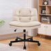 Giga large beige swivel home office desk chair with armless design, cushioned seat, and five-star base for stability.