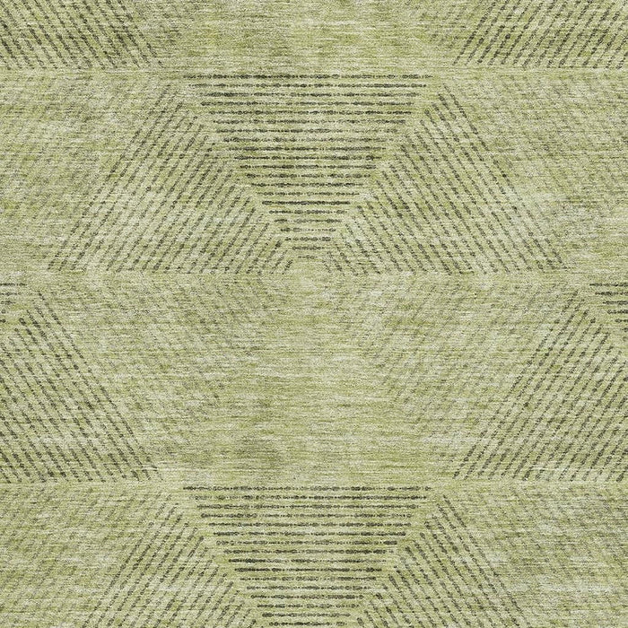 9' X 12' Transitional Geometric Washable Area Rug With UV Protection - Artichoke Green