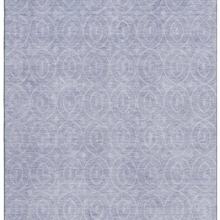 10' X 14' Geometric Washable Area Rug With UV Protection (691896) - Sky Blue / Ivory