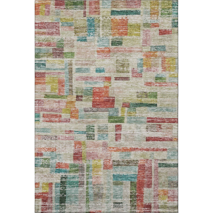 10' X 14' Striped Washable Area Rug With UV Protection (684082) - Rust / Orange / Green / Teal