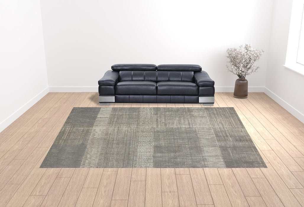 12' x 15' Abstract Modern Area Rug - Gray And Ivory