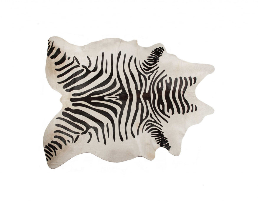 6' x 7' Natural Cowhide Area Rug - Zebra Stripe Black And White