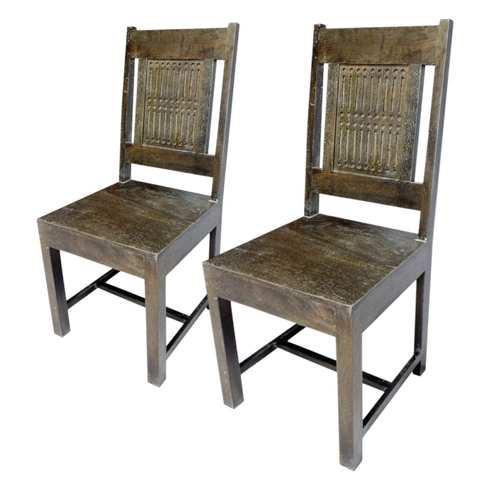 Wood Slat Back Dining Side Chairs (Set of 2) - Brown