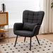 Giga modern accent arm chair with high back, soft padded seat, and metal legs, designed for stylish comfort in living spaces.