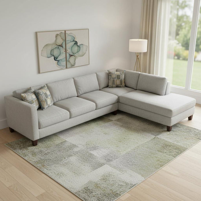 10' X 14' Abstract Washable Area Rug With UV Protection (710142) - Ivory / Beige