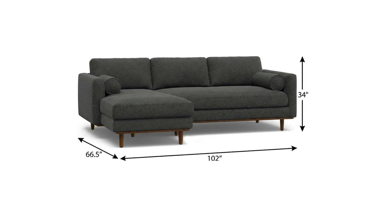 Mid-Century Sofa With Brown Legs Fabric - Gray