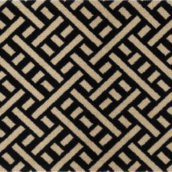 2' X 4' Checkered Washable Area Rug With UV Protection (568175) - Black / Off White