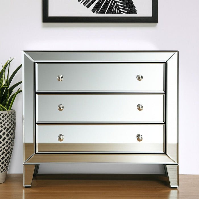 30" Glass Three Drawer Chest - Clear