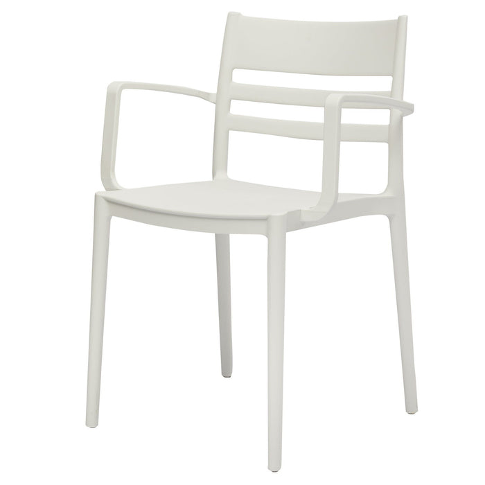 Partially Open Back Dining Arm Chairs Heavy Duty Plastic (Set of 4) - White