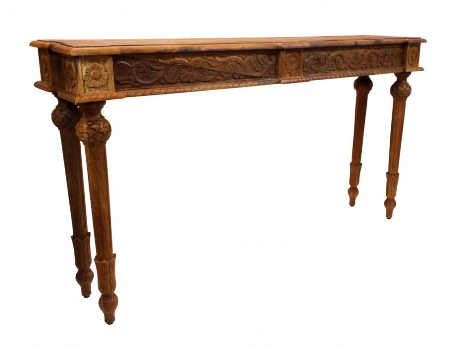 Solid Wood Distressed Console Table - Brown