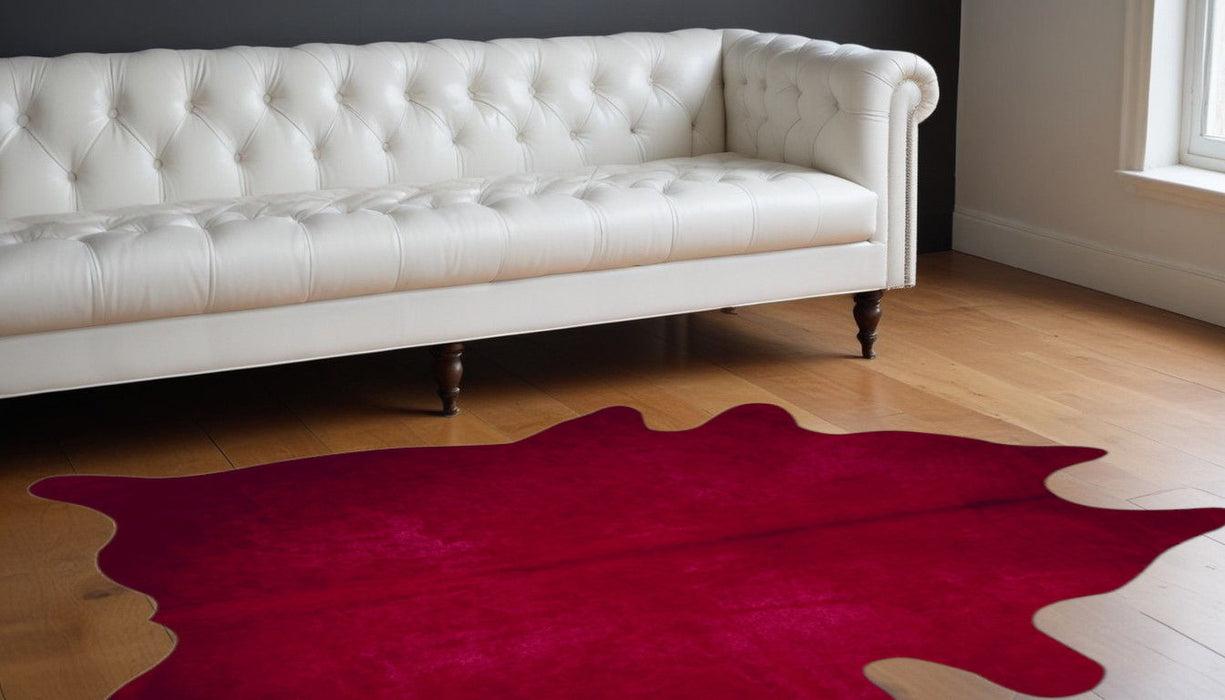 60" x 84" Cowhide Area Rug - Burgundy