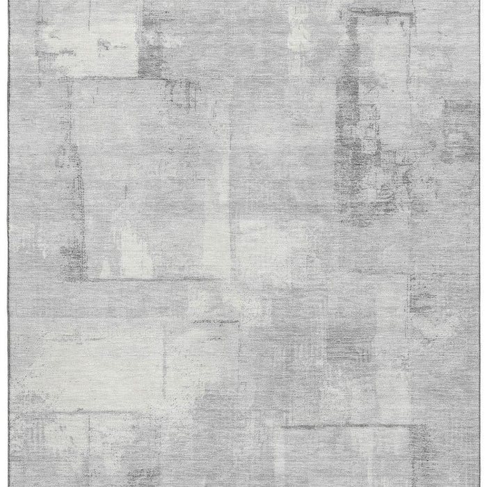 10' X 14' Geometric Washable Area Rug With UV Protection (698004) - Gray / Silver / Ivory