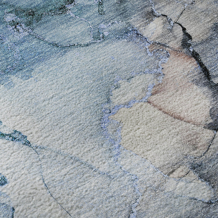 8' X 10' Abstract Washable Area Rug With UV Protection (647294) - Blue / Gray / Ivory
