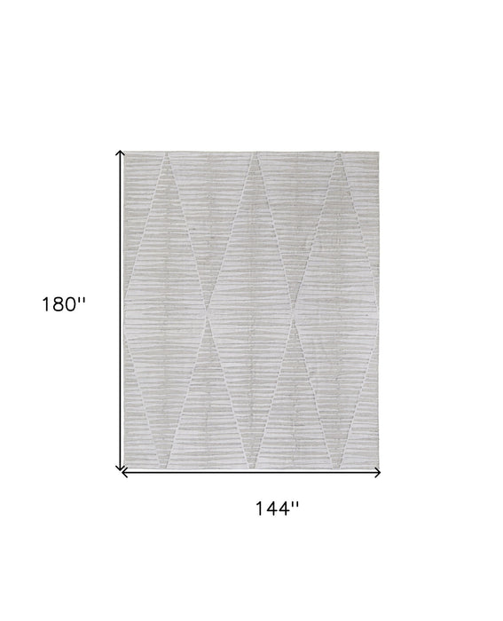 12' x 15' Geometric Hand Woven Area Rug - Ivory