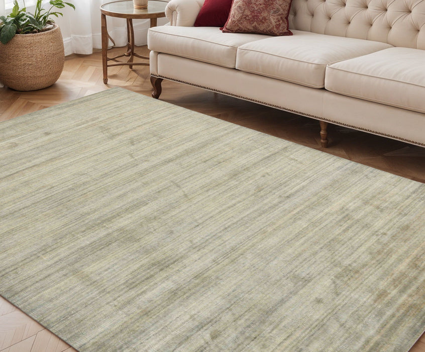 5' X 8' Wool Striped Hand Woven Area Rug - Beige And Brown