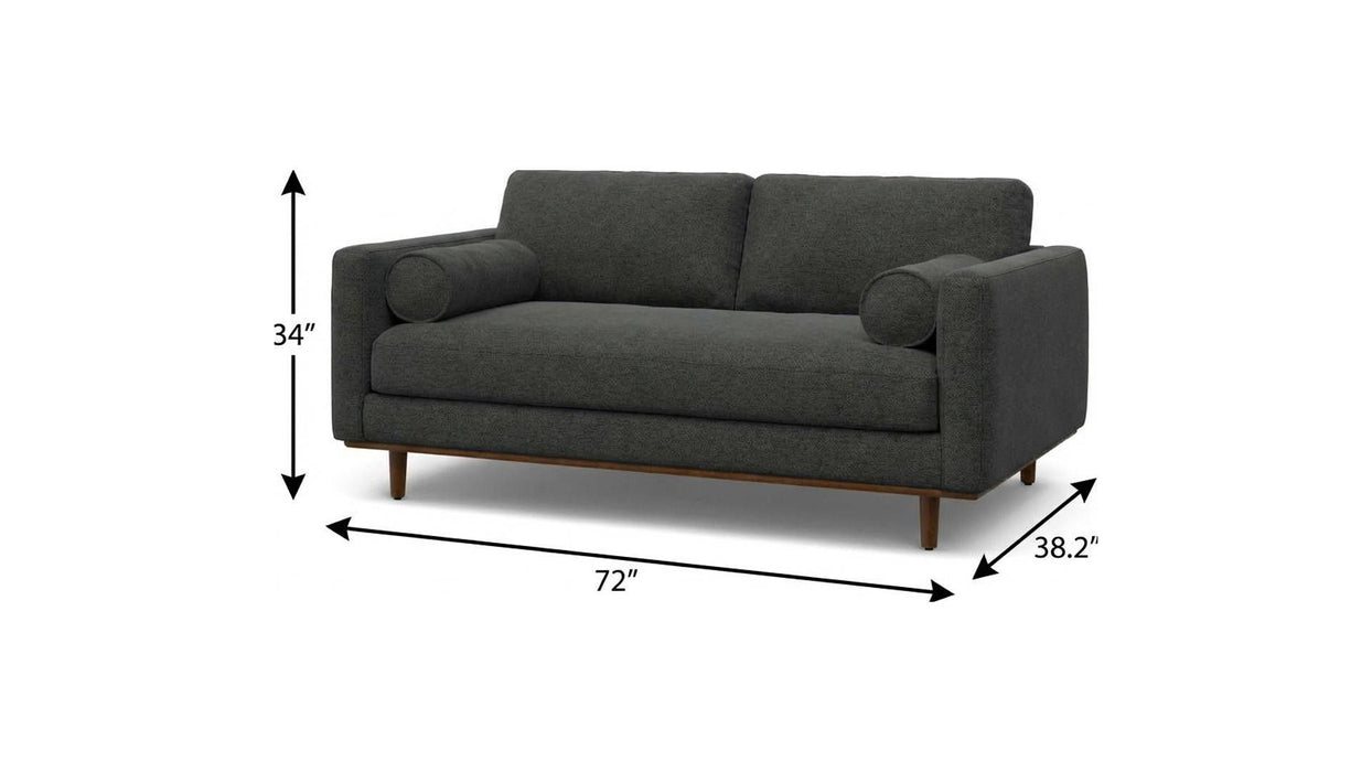 72" Sofa With Brown Legs - Gray