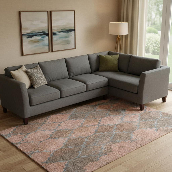 10' X 14' Damask Washable Area Rug With UV Protection (701287) - Copper / Gray
