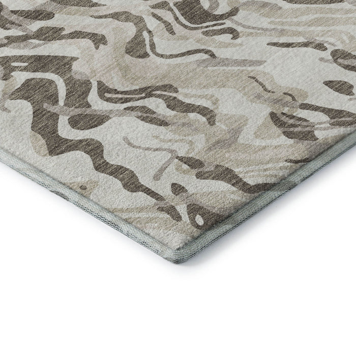 10' X 14' Abstract Washable Area Rug With UV Protection (681455) - Gray / Silver / Ivory