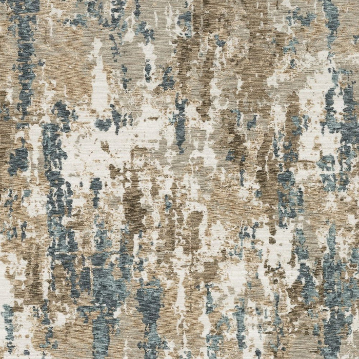 5' X 8' Abstract Area Rug With Fringe (575155) - Beige / Ivory / Teal