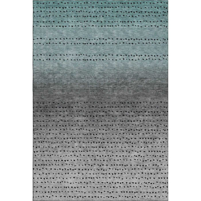 10' X 14' Abstract Washable Area Rug With UV Protection (710831) - Teal / Charcoal / Gray