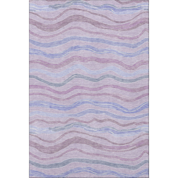 10' X 14' Striped Washable Area Rug With UV Protection (694568) - Lavender / Ivory / Lilac