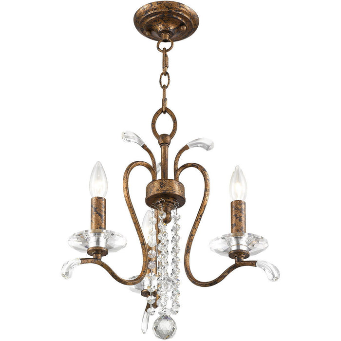 18" Three Light Metal Dimmable Chandelier With Shades - Bronze / Clear