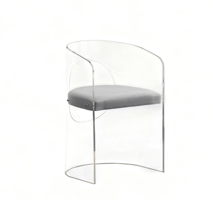 Clear Tufted Fabric Acrylic Arm Chair - Clear / Beige