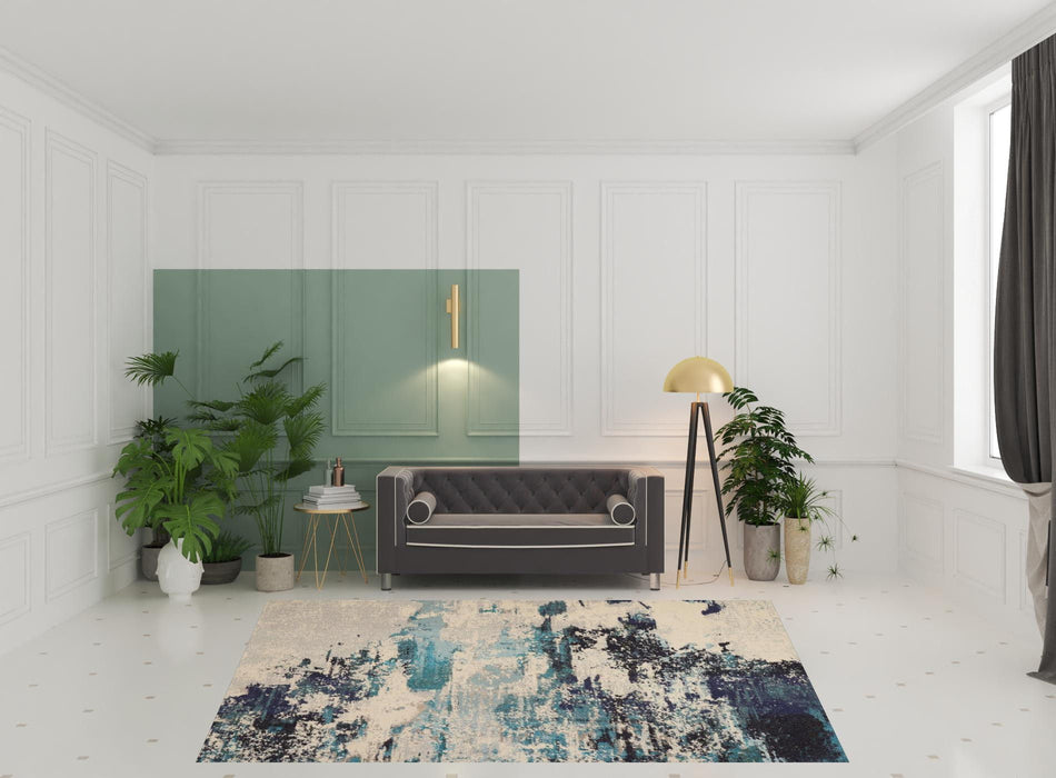 8' x 11' Abstract Power Loom Contemporary Area Rug - Ivory