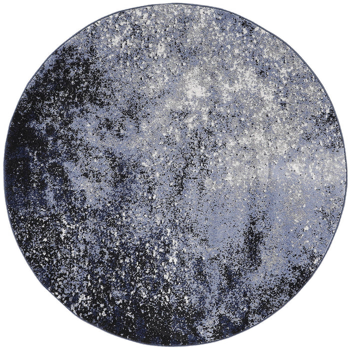 4' Abstract Round Rug (552442) - Blue / Black