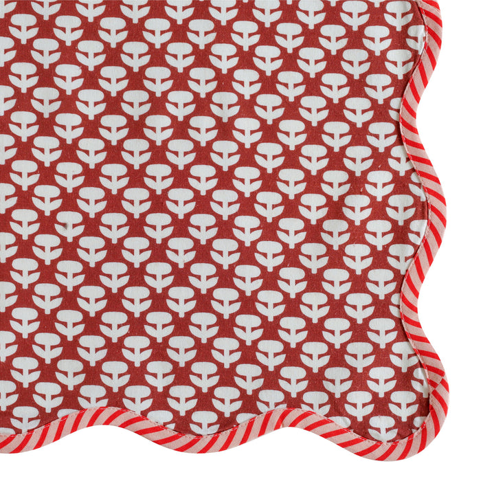 Set of four TOV Furniture Crissy cotton canvas printed napkins with rust vintage floral design, perfect for table setting.
