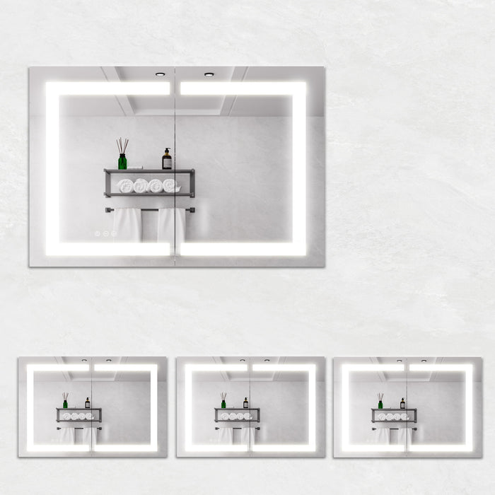 Giga medicine cabinet with LED vanity mirror, anti-fog, waterproof, dimmable touch switch, modern bathroom storage solution