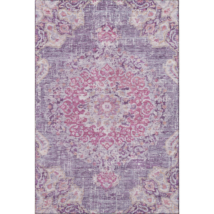 10' X 14' Floral Washable Area Rug With UV Protection (692244) - Purple / Beige / Ivory