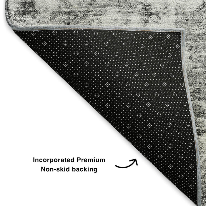 10' X 14' Oriental Washable Area Rug With UV Protection (653797) - Silver / Gray