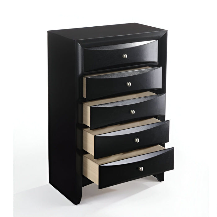 Wood Chest With Center Metal Glide - Black