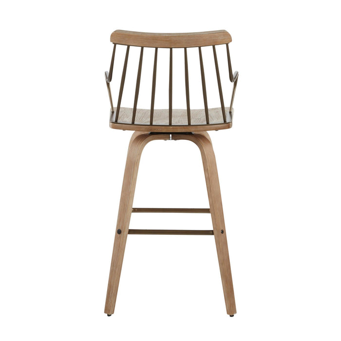 Preston - Farmhouse Counter Stool - White Washed Wood And Antique Copper Metal