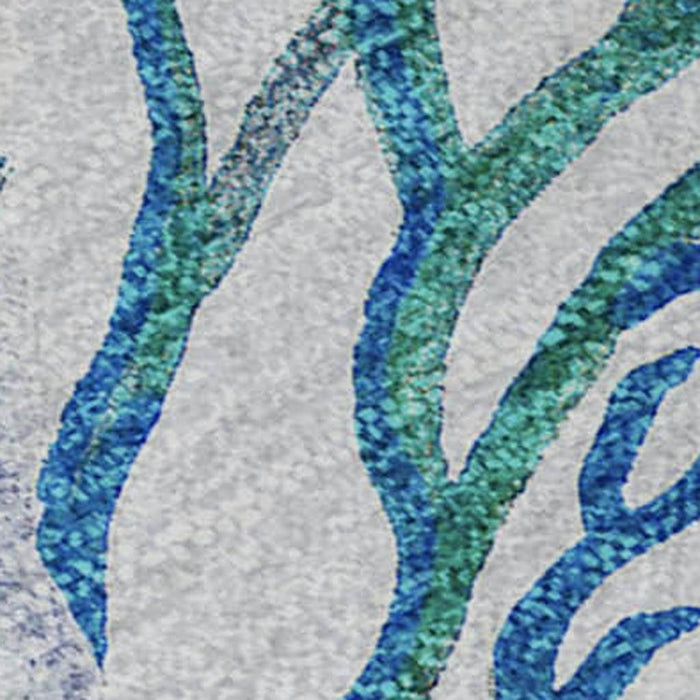 9' X 12' Geometric Washable Area Rug With UV Protection (645695) - Aqua / Ivory / Green