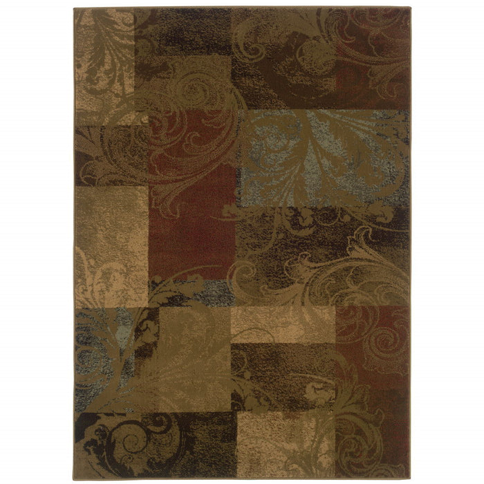 8' x 11' Geometric Power Loom Stain Resistant Area Rug - Green And Red