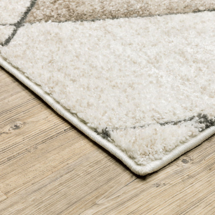 10' x 13' Geometric Power Loom Stain Resistant Area Rug - Beige Gray Tan And Brown