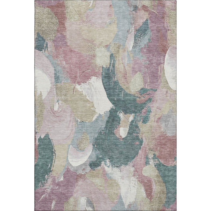 10' X 14' Abstract Washable Area Rug With UV Protection (709594) - Mauve / Beige / Blush
