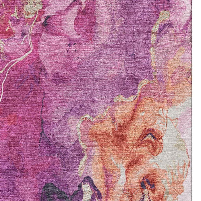 10' X 14' Abstract Washable Area Rug With UV Protection (701305) - Burgundy / Salmon